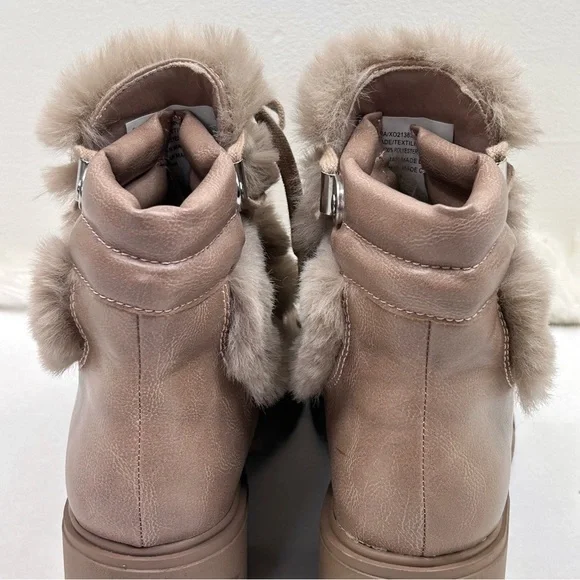XOXO Odonna Taupe Lace Up Fur Buckle Ankle Booties 9.5 - Picture 7 of 12